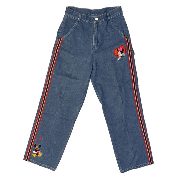 Vintage Mickey For Kids Minnie & Mickey Mouse Jeans Size 14 Embroidered Ribbon - Picture 1 of 10